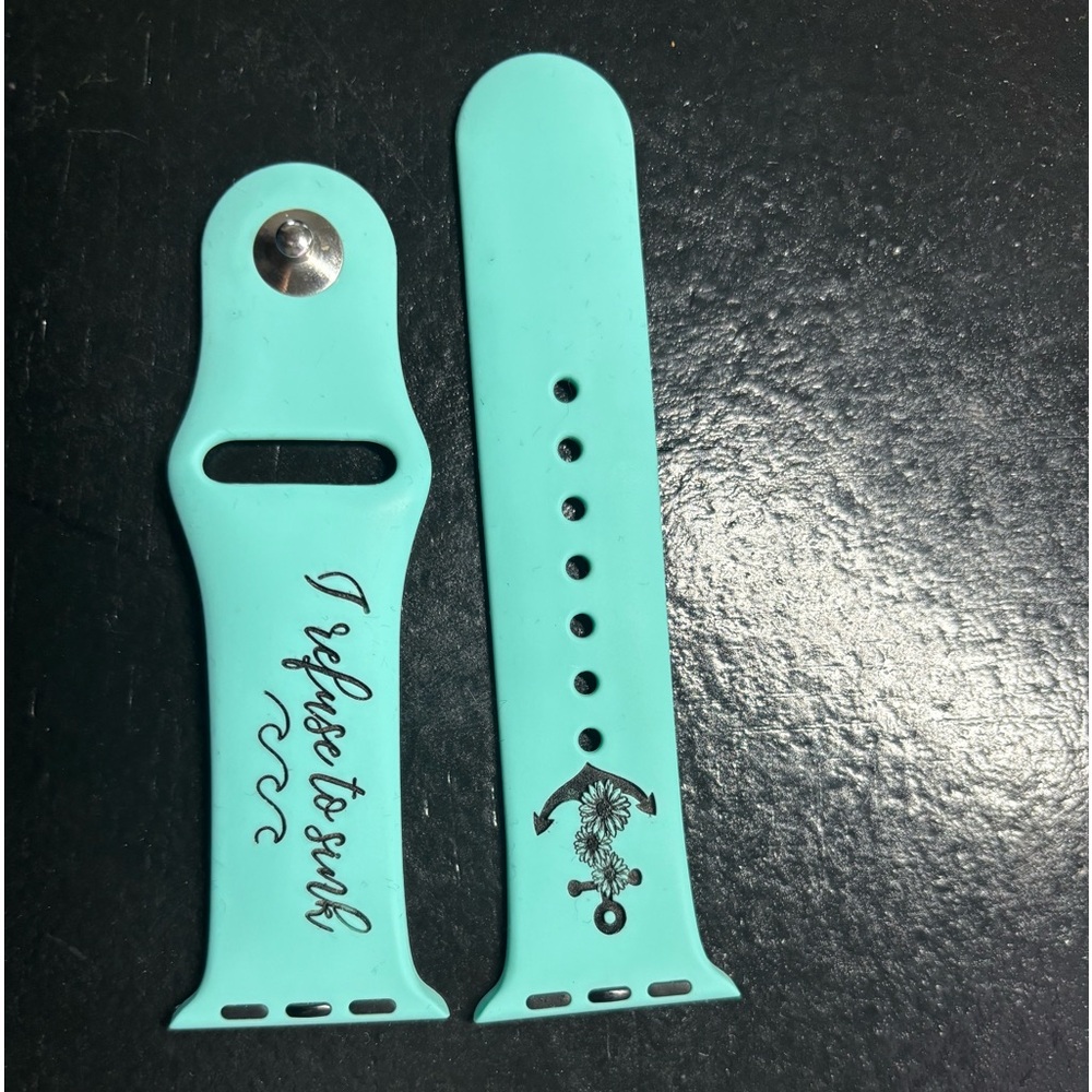 Mint Green Apple Watch Band with Inspirational Quote and Floral Anchor Design